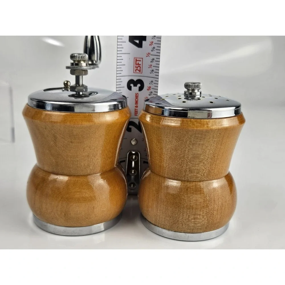 Mid Century Teak Salt & Pepper Set Woodpecker Japan MCM‎ Grinder